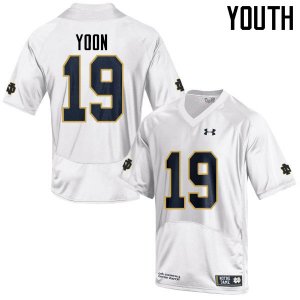 Notre Dame Fighting Irish Youth Justin Yoon #19 White Under Armour Authentic Stitched College NCAA Football Jersey HFT3799FU